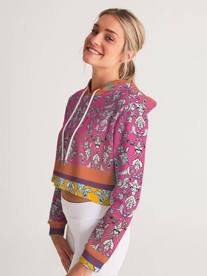 MIRACULOUS FLOWERS -PINK || Sudadera corta con capucha mujer para venta al por mayor de Byheart Design Sweden