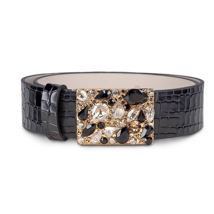 BaroQco bælte i ægte kalveskind med slangeprint og guldlås for engroshandel hos BaroQco