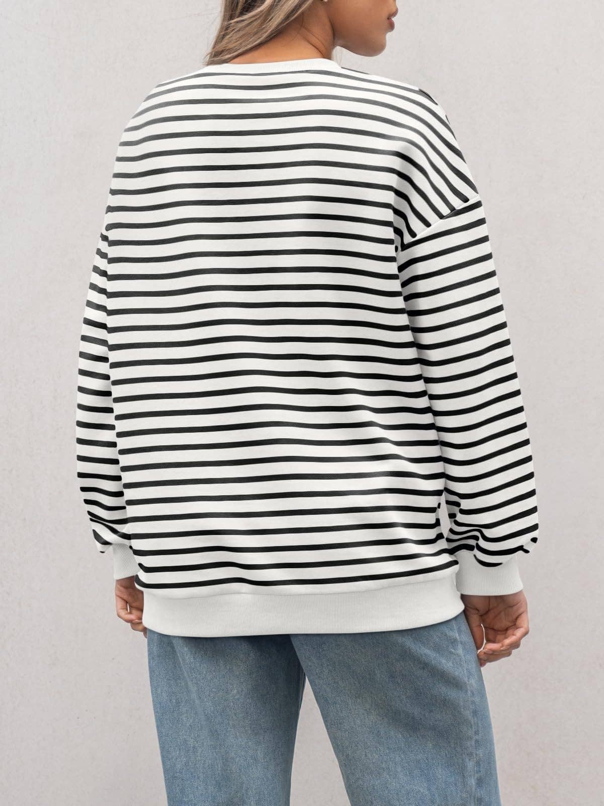 Dipped Shop – wholesale Sweatshirt – Women's – Striped Loose Color Block Casual Sweatshirt DPT2516091