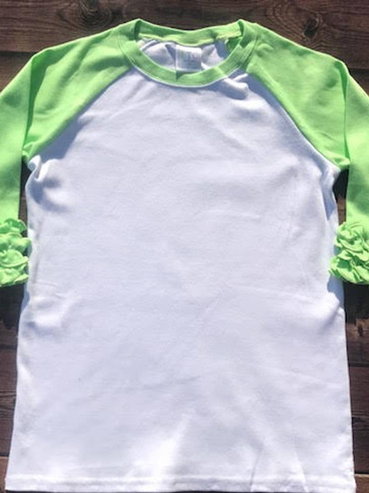 Ruffle Raglan pour filles - MENTHE/blanc pour la vente par Love That Cotton