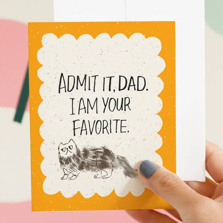 Funny Cat Dad Father’s Day Card, A2, Blank Inside for wholesale by Esther Nariyoshi Illustrations