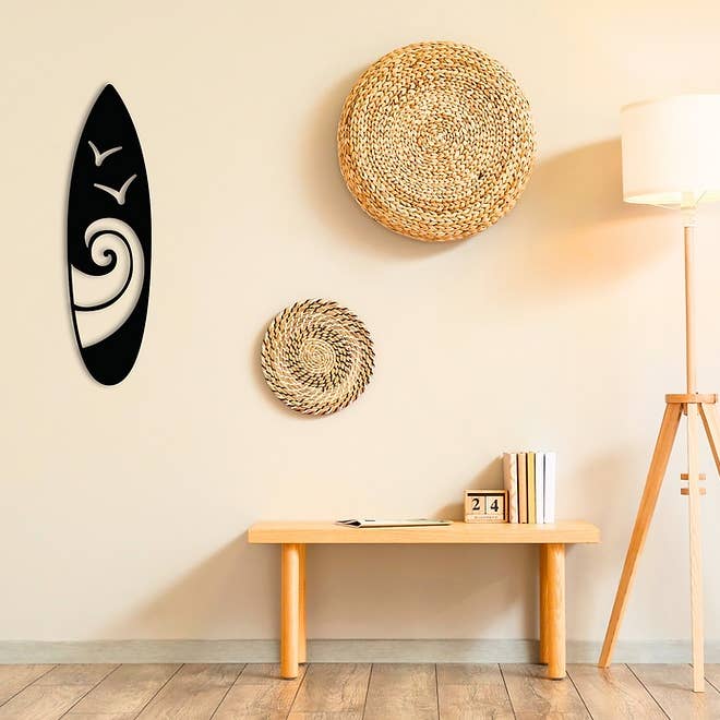 Black wood wall decor - Ocean surfboard for wholesale by CRÉART