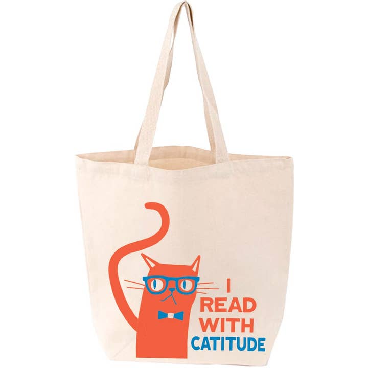 Gibbs Smith - Wholesale Tote Bag - Unisex - I Read With Catitude Tote