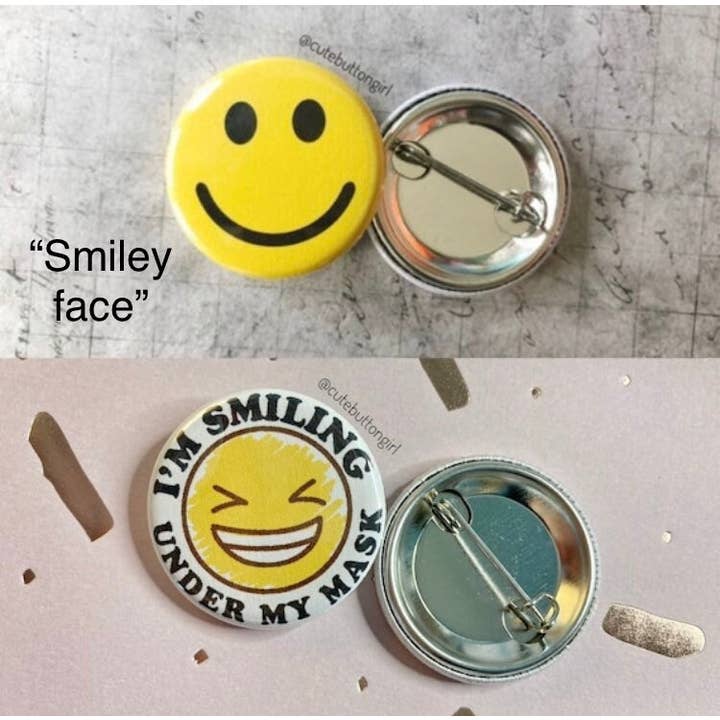 Cara Feliz de 1,25in e 2,25in por atacado de Cute as a Button Girl