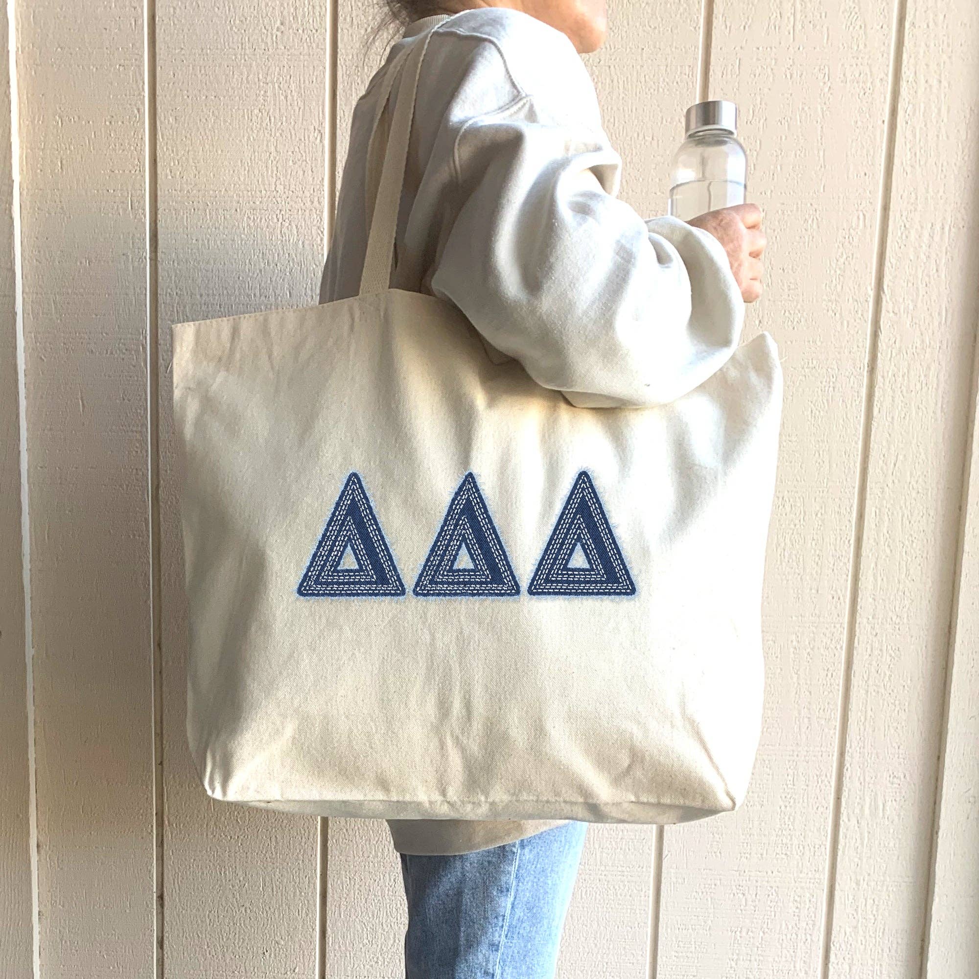 Natural Sorority Greek Letters Printed on a Canvas Tote Bag for wholesale on Faire13