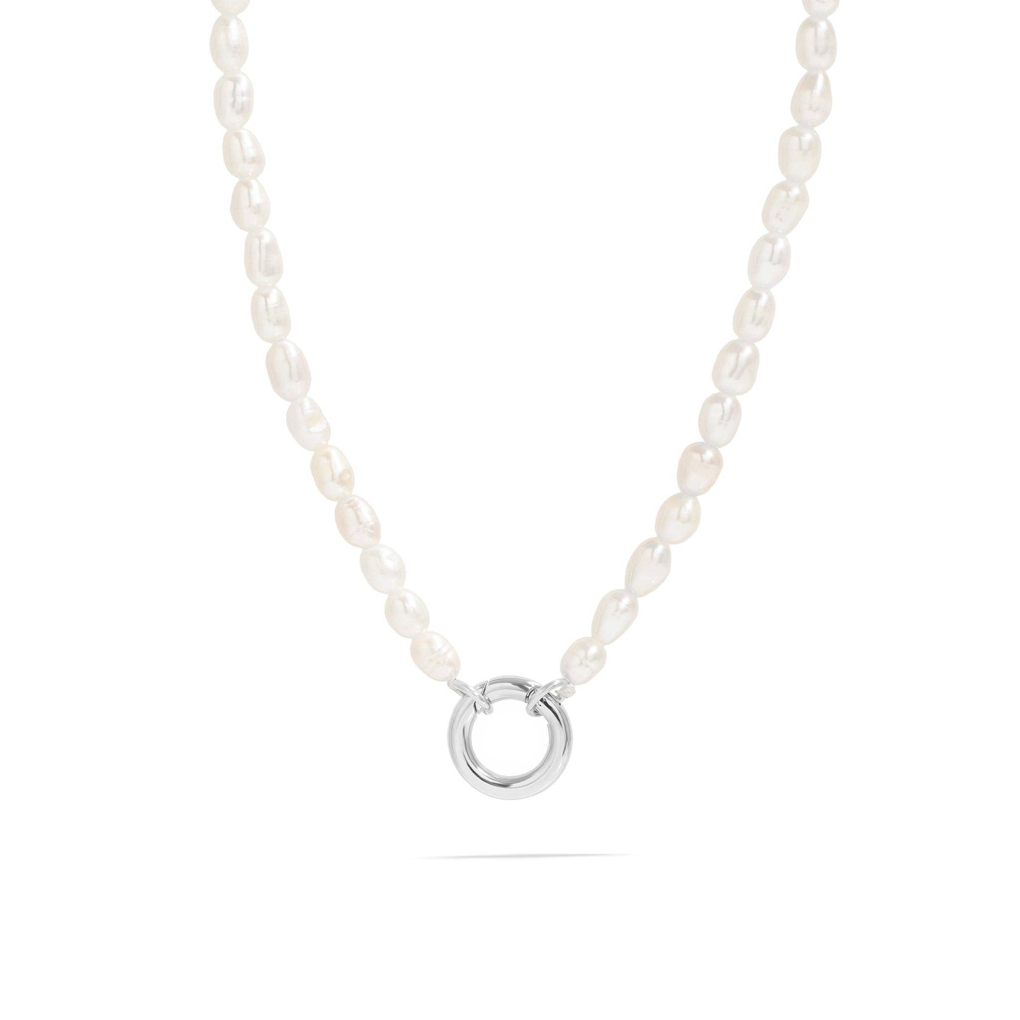 WJW - Wholesale Pendant/Charm Necklace - Stainless Steel Freshwater Pearl Charm Holder Necklace0