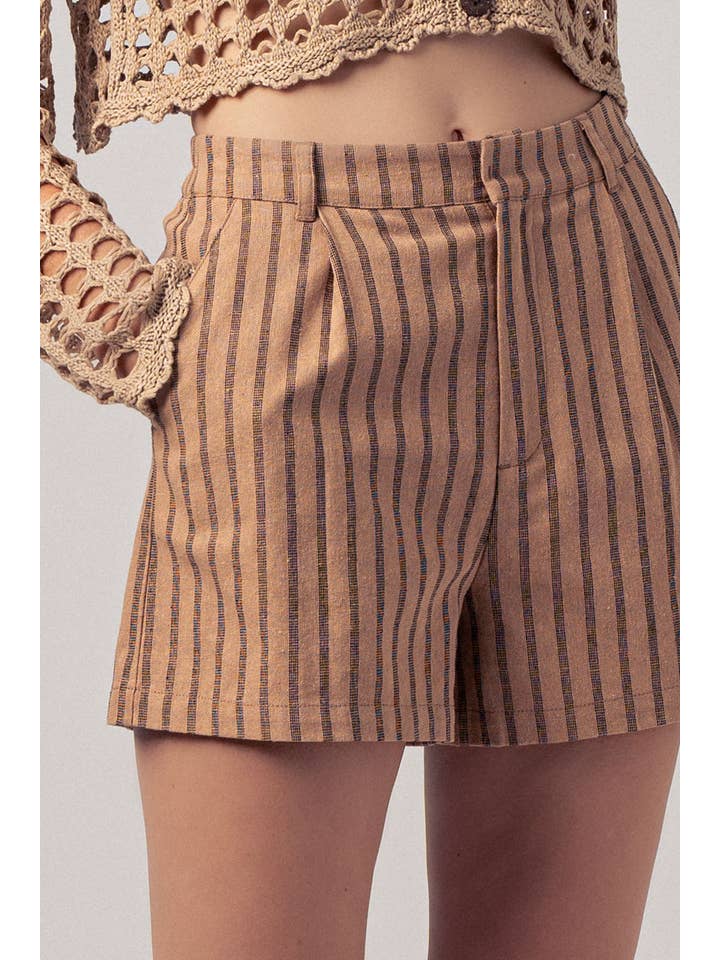 Urban Daizy - Wholesale Shorts - Women's - Coastal Linen Stripe Shorts