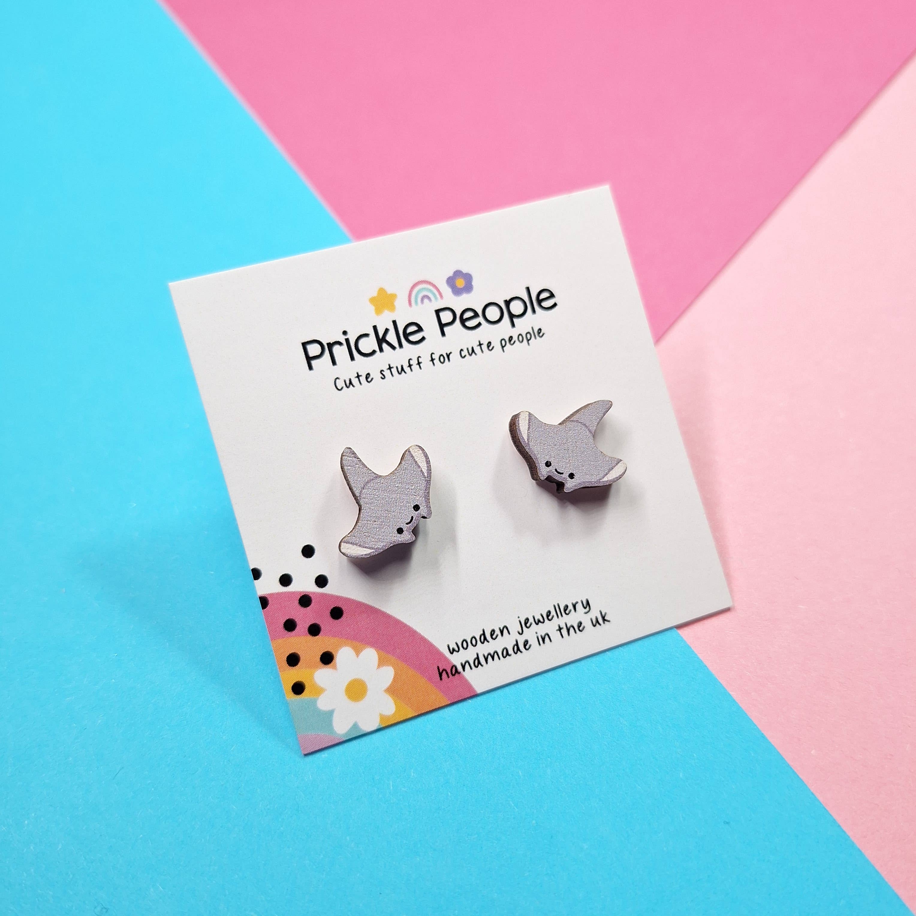 Prickle People - Wholesale Stud/Post Earrings - Wooden Manta Ray Stud Earrings - Perfect for Sea Lovers2