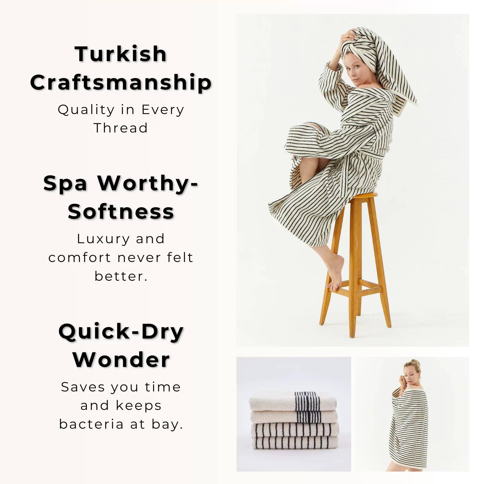 The Loomia - Wholesale Bath Towel - Melika Turkish Cotton Striped Terry Towel3