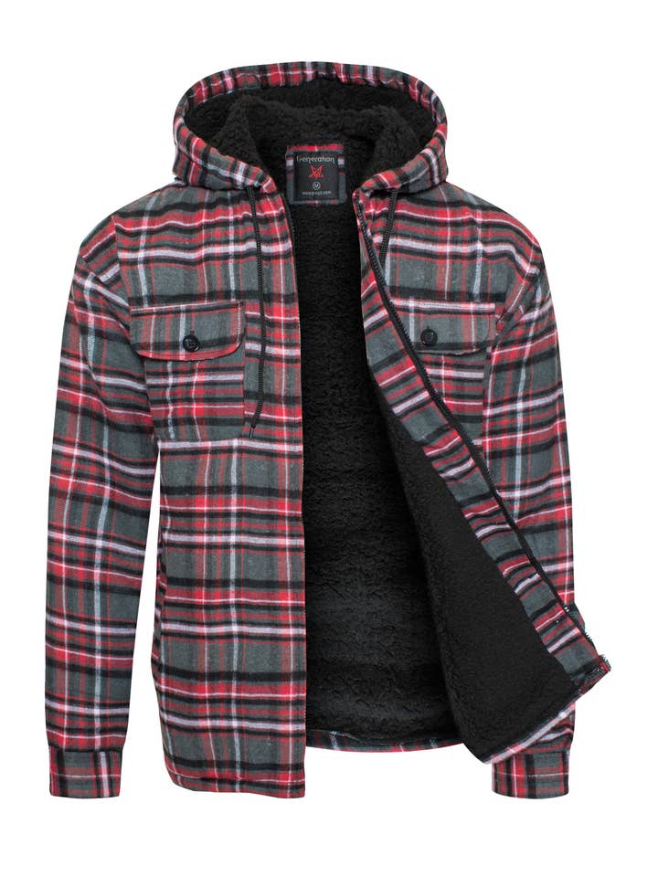 Casaco Forro Sherpa Flannel Homem (HF-1003-Charcoal #33) por atacado de Generation XYZ