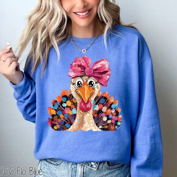 Bama Screens - Wholesale Graphic Sweatshirt - Women's - Glam Glitter Brushstroke Turkey #BS83877