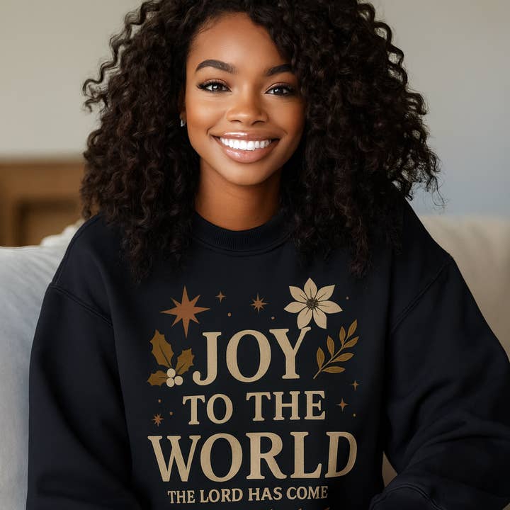 Love Ann Joy Apparel, LLC - Wholesale Graphic Sweatshirt - Women's - Christmas "Joy to the World" Christian Sweatshirt0
