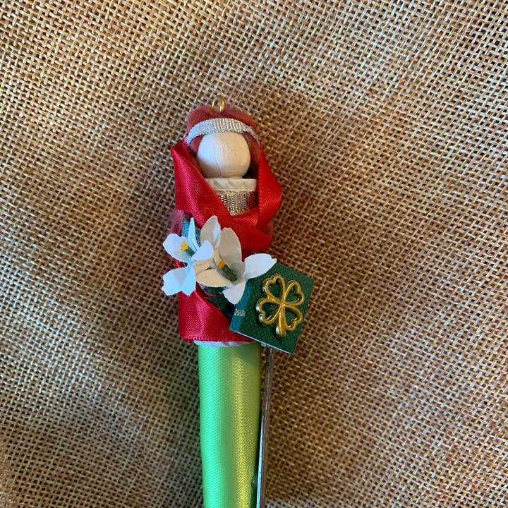 Our Saint Family - Wholesale Ornament - St. Dymphna Wooden Doll Ornament2