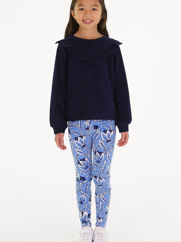 Girls Lolly Legging in Blue Blossom for wholesale by Duffield Lane