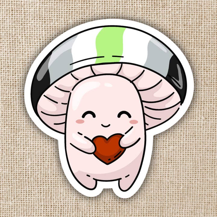 Agender Pride Flag Mushroom Sticker for wholesale by Kingdom of Threads