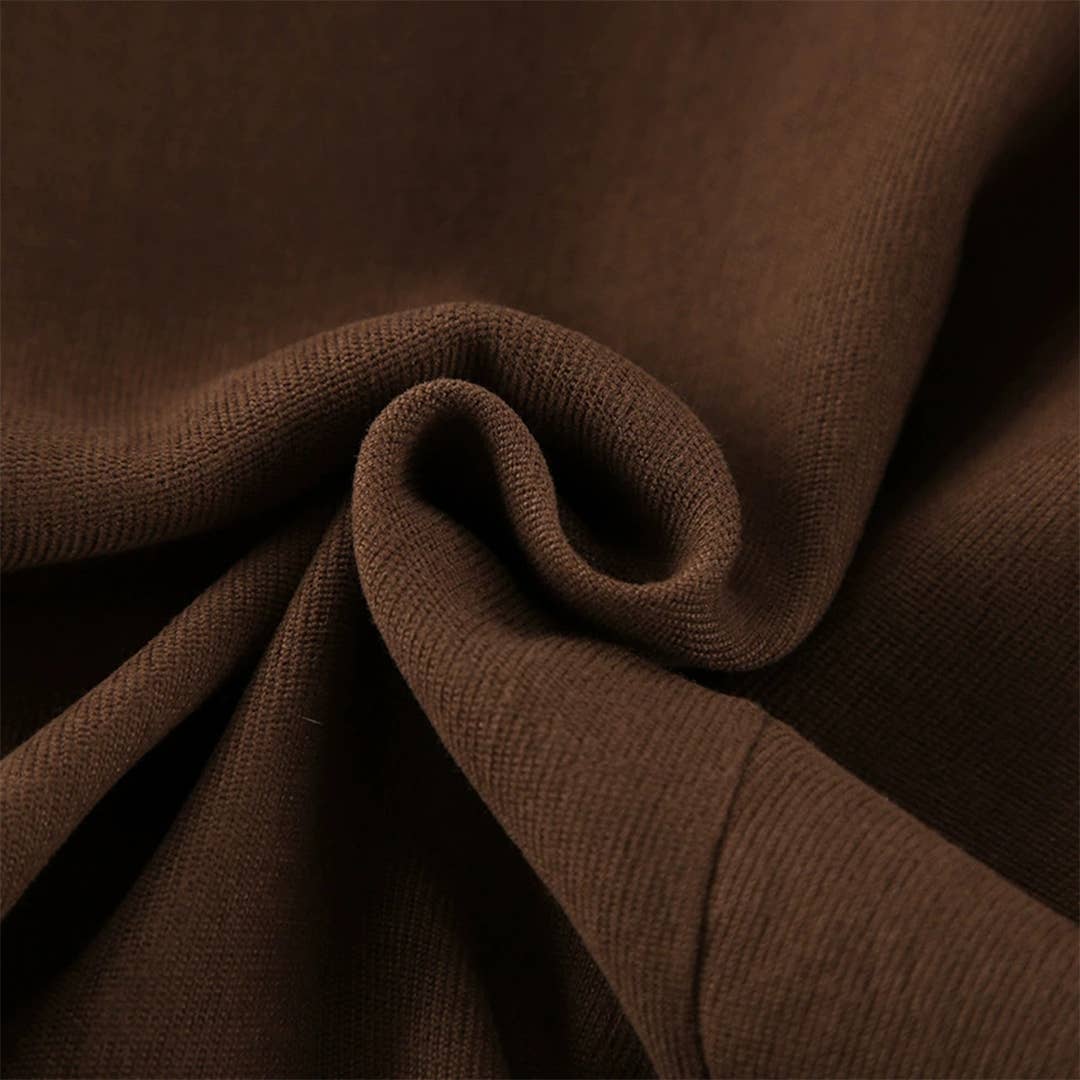 Brown 2pcs Short Jacket & High-Waist Colorblock Skirt Set ZK3624 for wholesale on Faire7