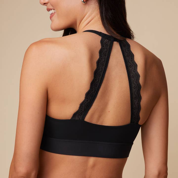 Bliss Lace Halterneck Bralette - Black for wholesale by Harper Wilde