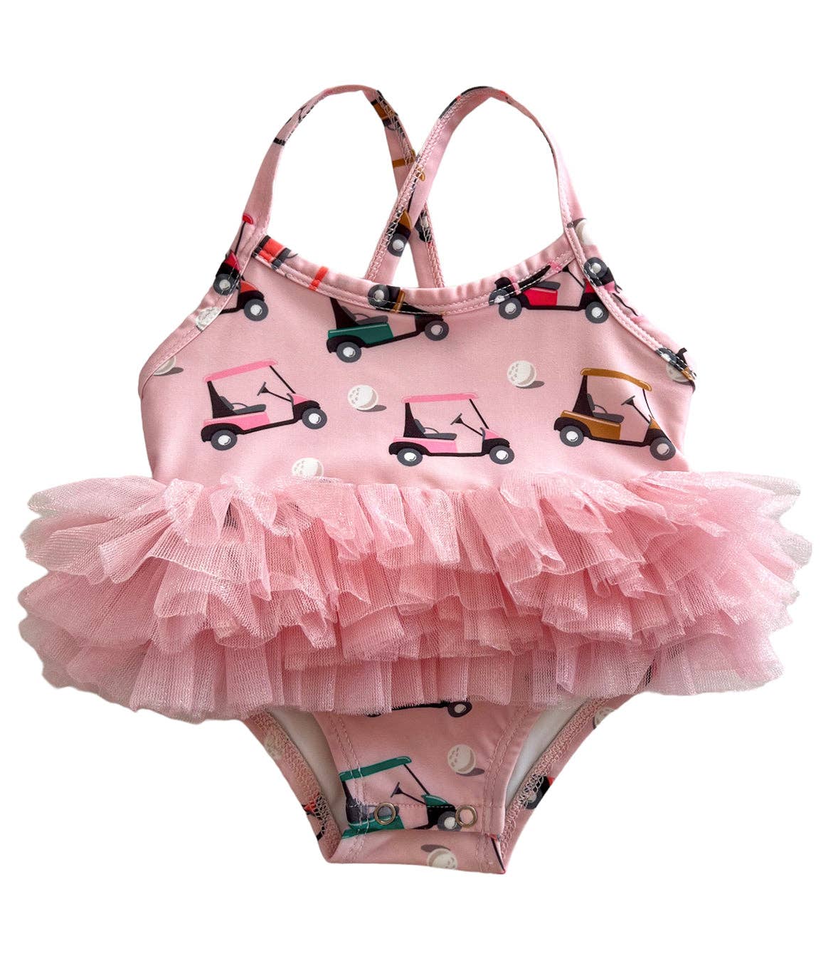 SIIX Collection - Wholesale One Piece Swimsuit - Kids - Pink Golf Cart / Ariel Tutu Swimsuit / UPF 50+0