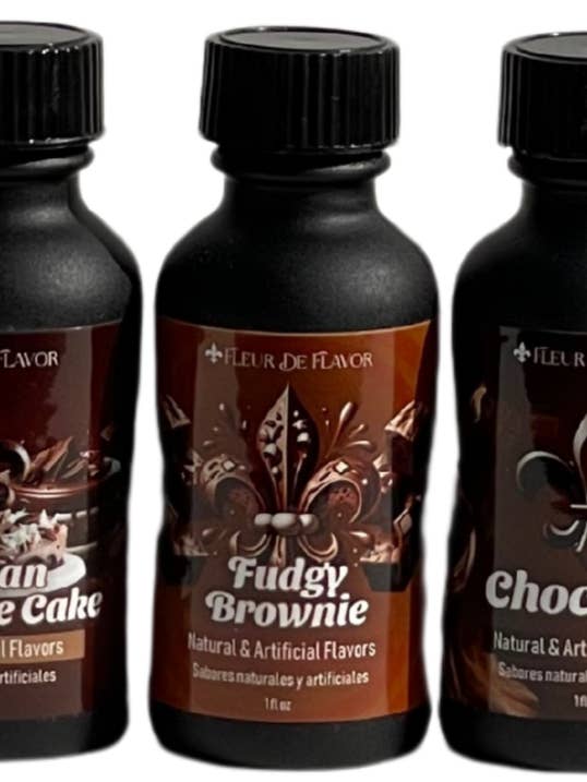Decadent Cocoa Collection – German Chocolate, Fudgy Brownie & Classic Chocolate (1 oz Emulsion Trio) for wholesale by Fleur De Flavor