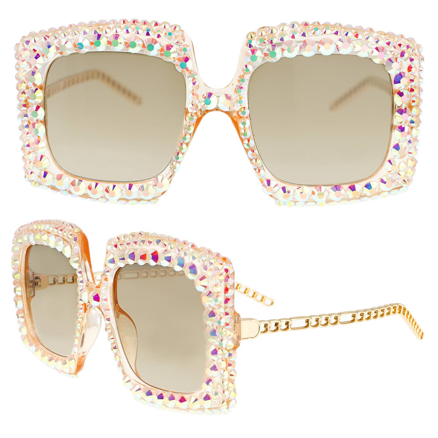 SP Sophia Collection - Wholesale Sunglasses - Women's - Sparkling Rhinestone Square Frame Sunglasses 1