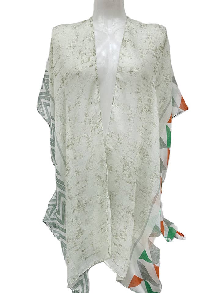 Belle Com'Elle - Wholesale Poncho - Women's - Geometric Design Lightweight Open Beach Poncho/PL248910