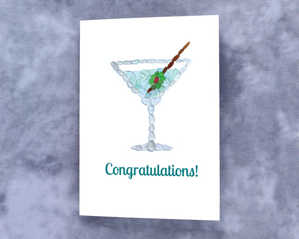 Beachcombing / Etched by the Sea - Venta al por mayor Tarjetas de felicitación - Tarjeta de felicitación para cóctel Sea Glass Martini1