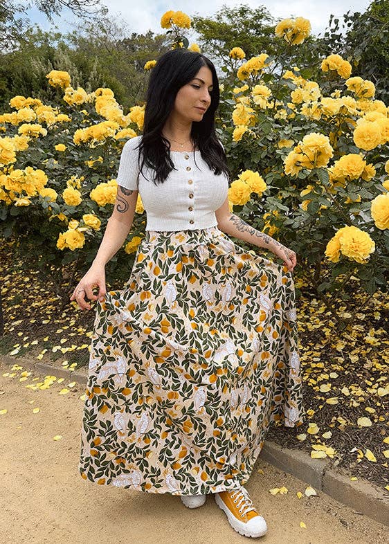 Sun & Sanctuary - Wholesale Skirt - Women's - Palisades Maxi Skirt in Yellow Cockatoos5