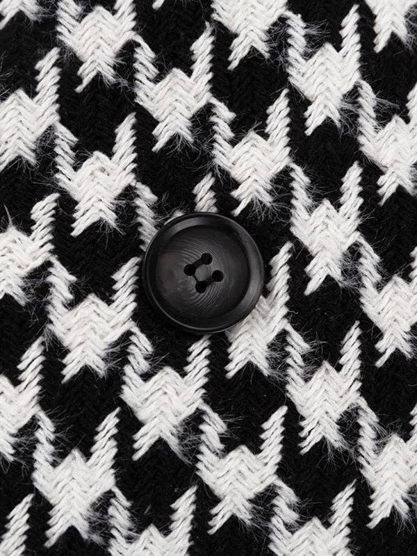 NEGRO Gabardinas holgadas de manga larga con forma de pata de gallo, espalda dividida y solapa atadas a la cintura de venta al por mayor en Faire10