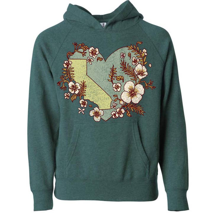 Heart State Raglan Youth Hoodie for wholesale by State Bliss