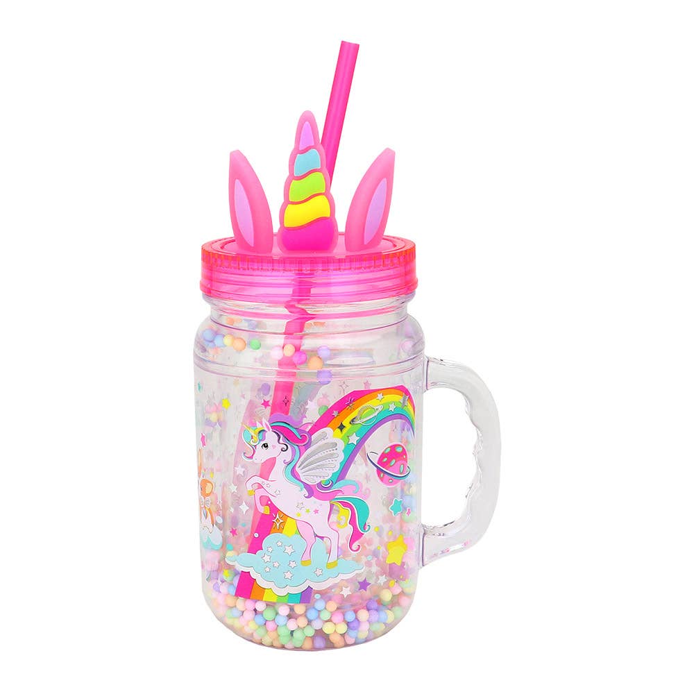 Sensibling Corp. - Wholesale Drinking Glass/Cup - Kids & Baby - HOT FOCUS - Kids Glow in the Dark Unicorn Mason Jar Tumbler
3