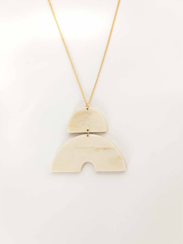 Arc Pendant Necklace in Bone for wholesale by 2nd Story Goods + Haiti Design Co