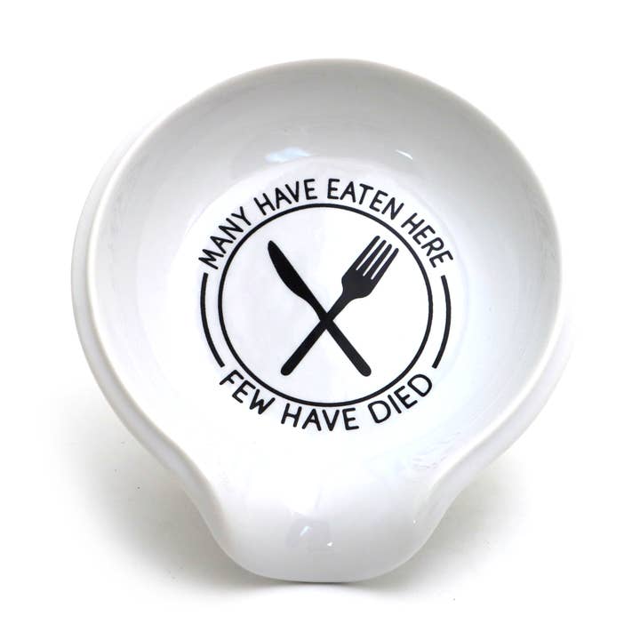 Many Have Eaten Here Spoon Rest for wholesale by Lenny Mud