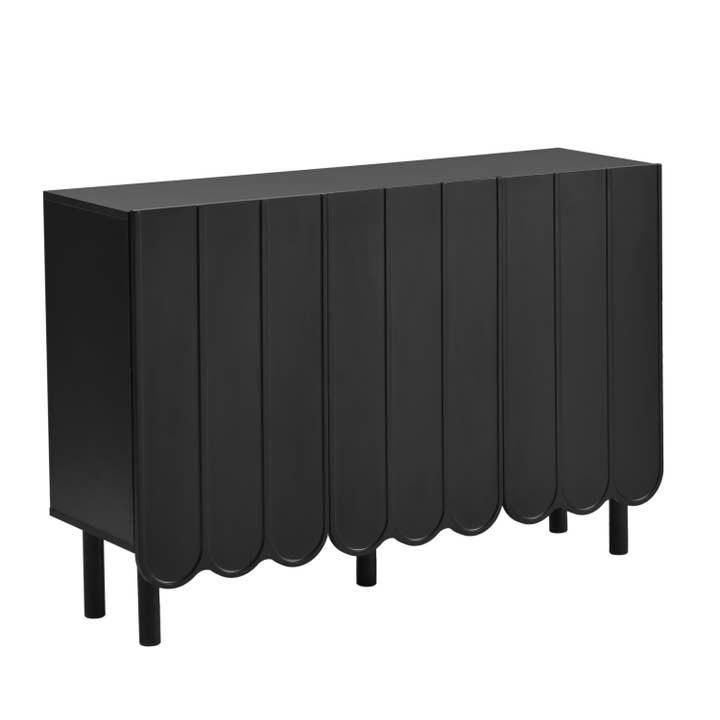 39F Inc. - Wholesale Cabinet - Minimalist Shoe Cabinet/Sideboard (Black/White, Wave Doors)12