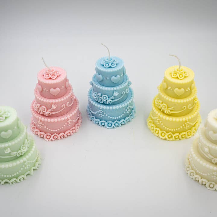 Three-tier Birthday Wedding Cake Soy + Paraffin Wax Candle with Cotton Wick for wholesale by Helenairy