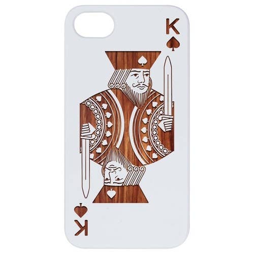 White Coated Rose Wood - King of Spades Engraved for wholesale by OTTO CASE