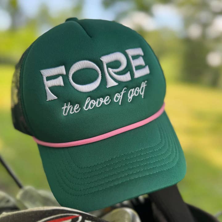Citizen Row - Wholesale Trucker Hat - Women's - Green Women’s Golf Hat with Pink Rope1
