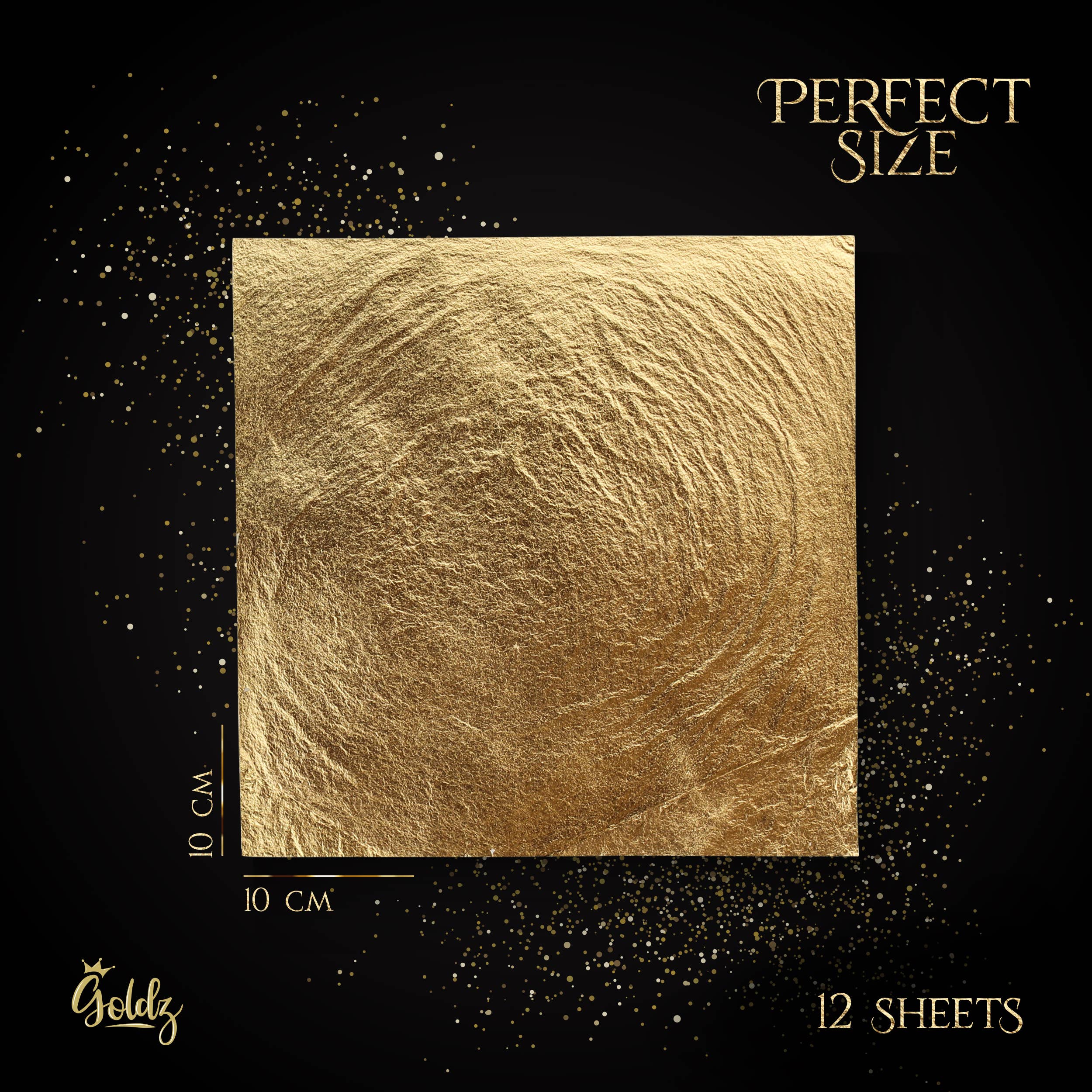 goldz - Vendita all'ingrosso Kit decorazione torte - goldz: fogli grandi di oro commestibile 24 carati 10 cm x 10 cm1