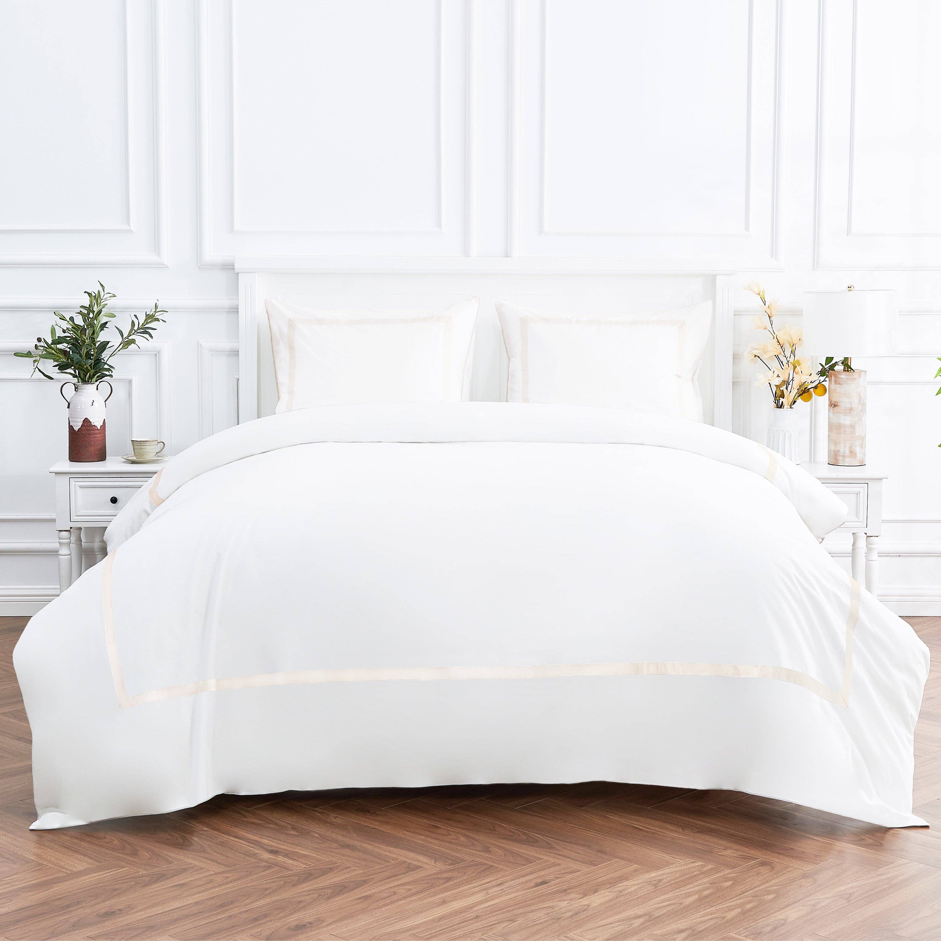 Mélange Home - Wholesale Duvet Cover - Classic Double Border Percale Cotton Duvet Set1