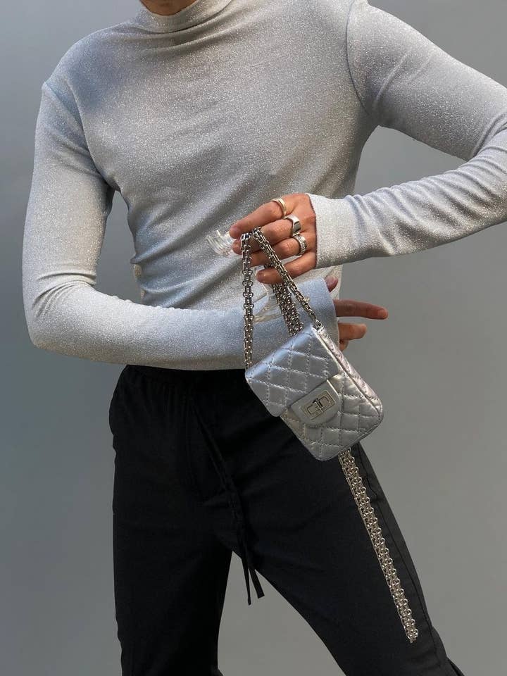 Silver Glittery Top for wholesale by NUMERO 8 SPAIN