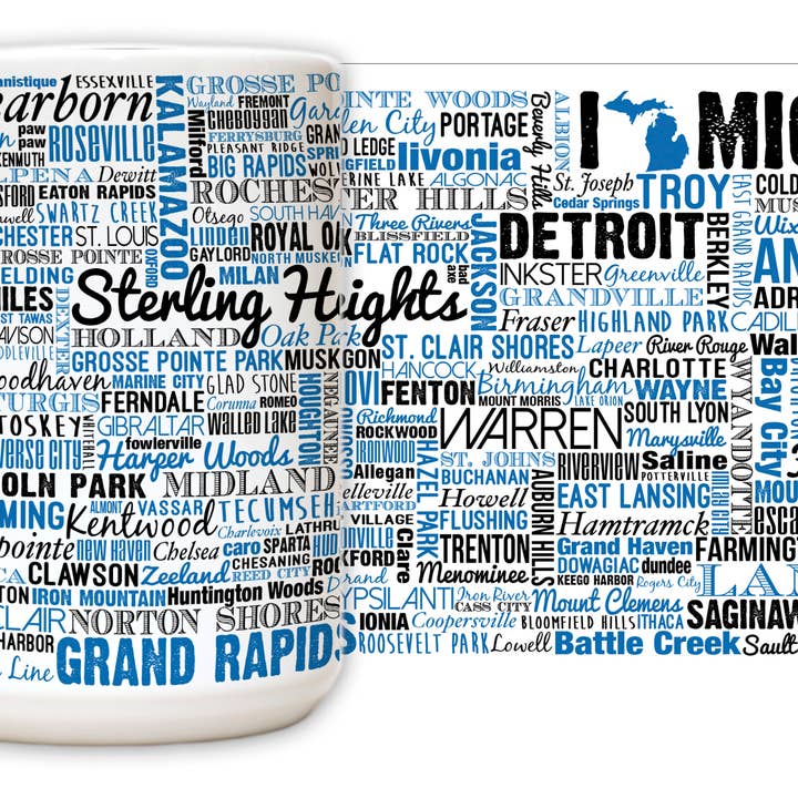 Cities of Michigan State Mug for wholesale by Nelson Gifts Wholesale