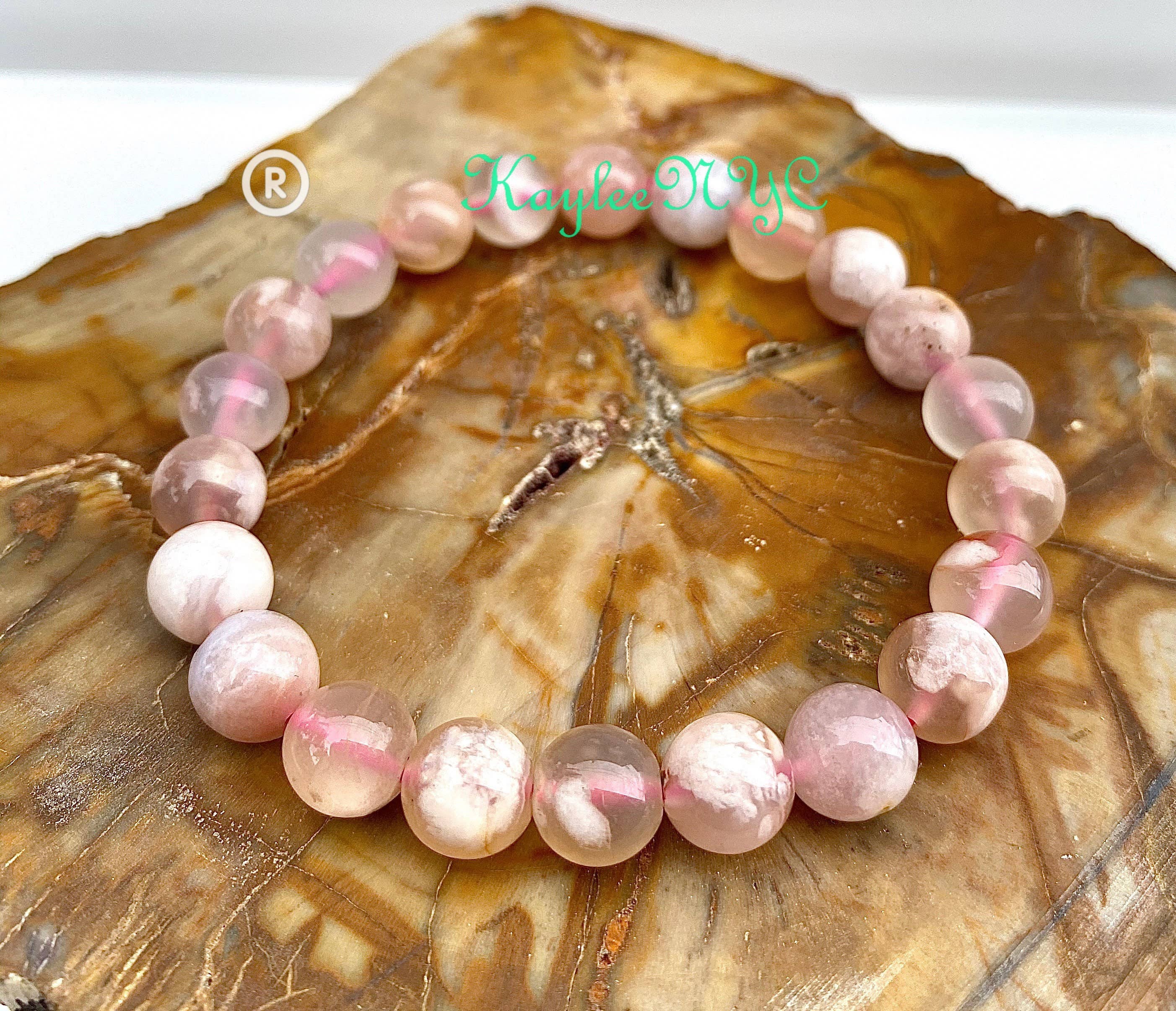 KayleeNYC - Wholesale Beaded Bracelet - Natural Cherry Blossom Flower Agate Bead Bracelet 8mm7