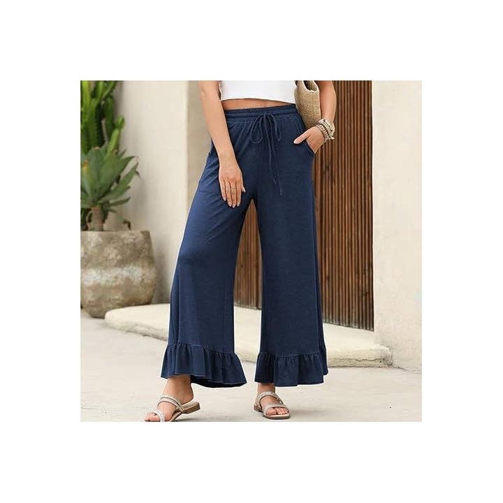 kycozy - Wholesale Pants - Women's - Flared Hem Loose Cropped Pants2