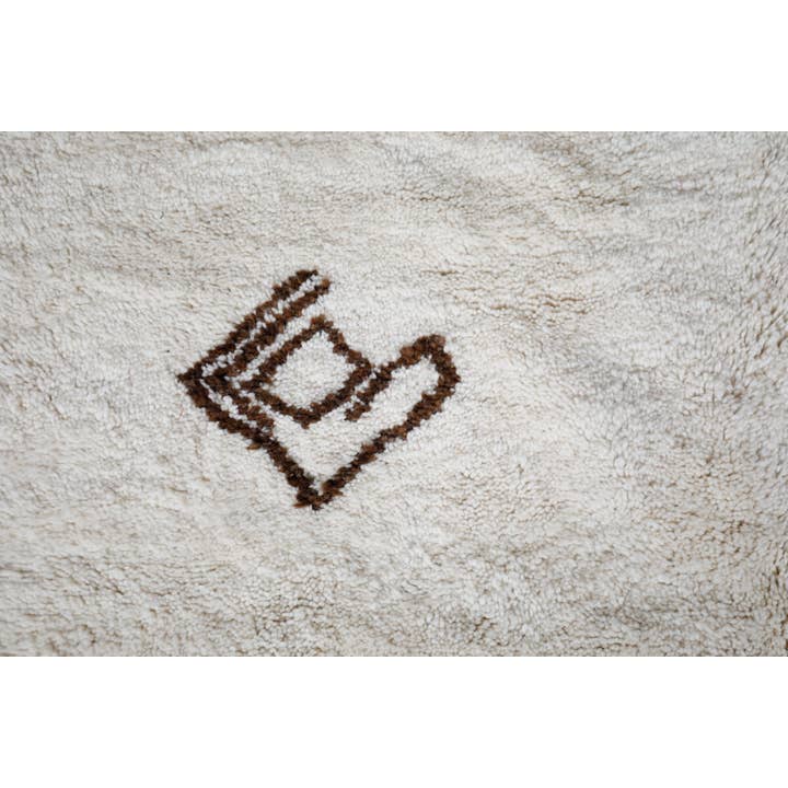 Ouive - Vendita all'ingrosso Tappeto - Tappeto berbero marocchino bianco "Symbol" con simboli tribali marroni6