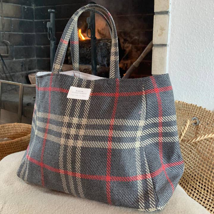 Bazar Atelier Sablon - Wholesale Tote Bag - Women's - Tote Bag - Black Pion Tartan0