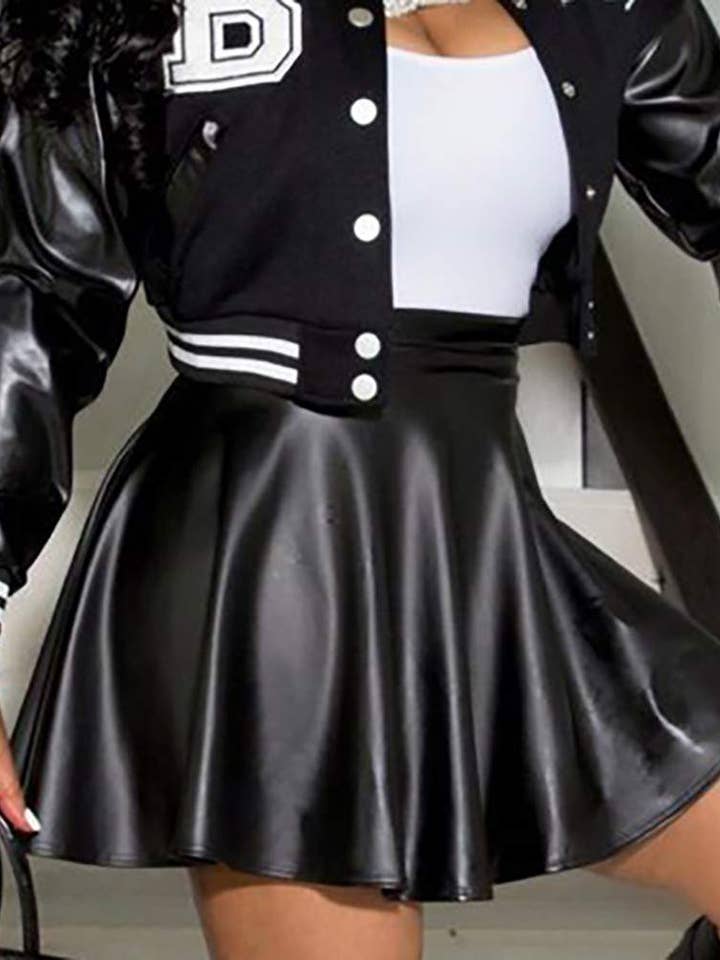 Flarix - Wholesale Top & Skirt Set - Women's - pattern striped baseball jacket ruched skirt set