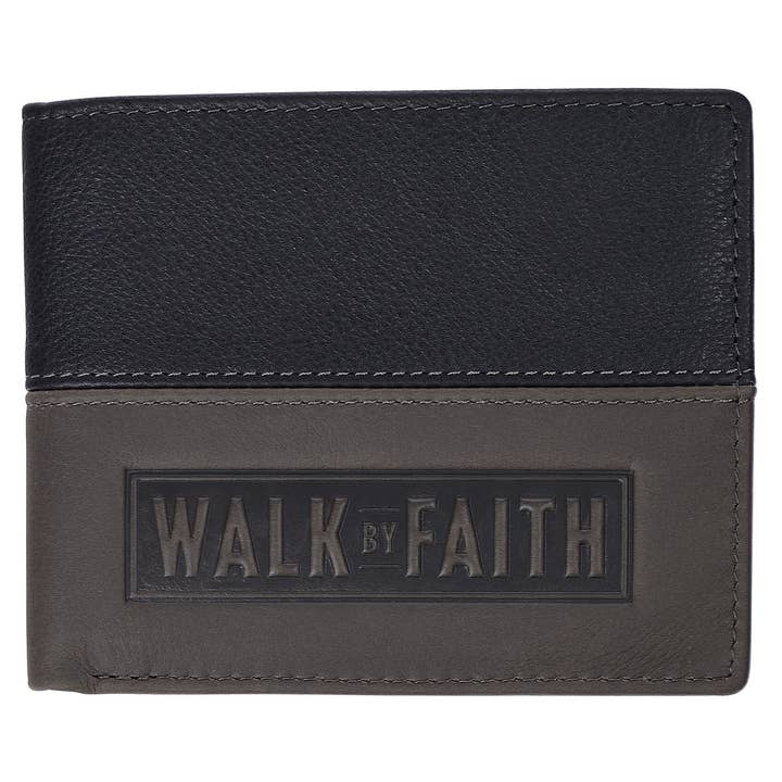 Wallet Leather Two-tone Walk by Faith 2 Cor. 5:7 for wholesale by Christian Art Gifts