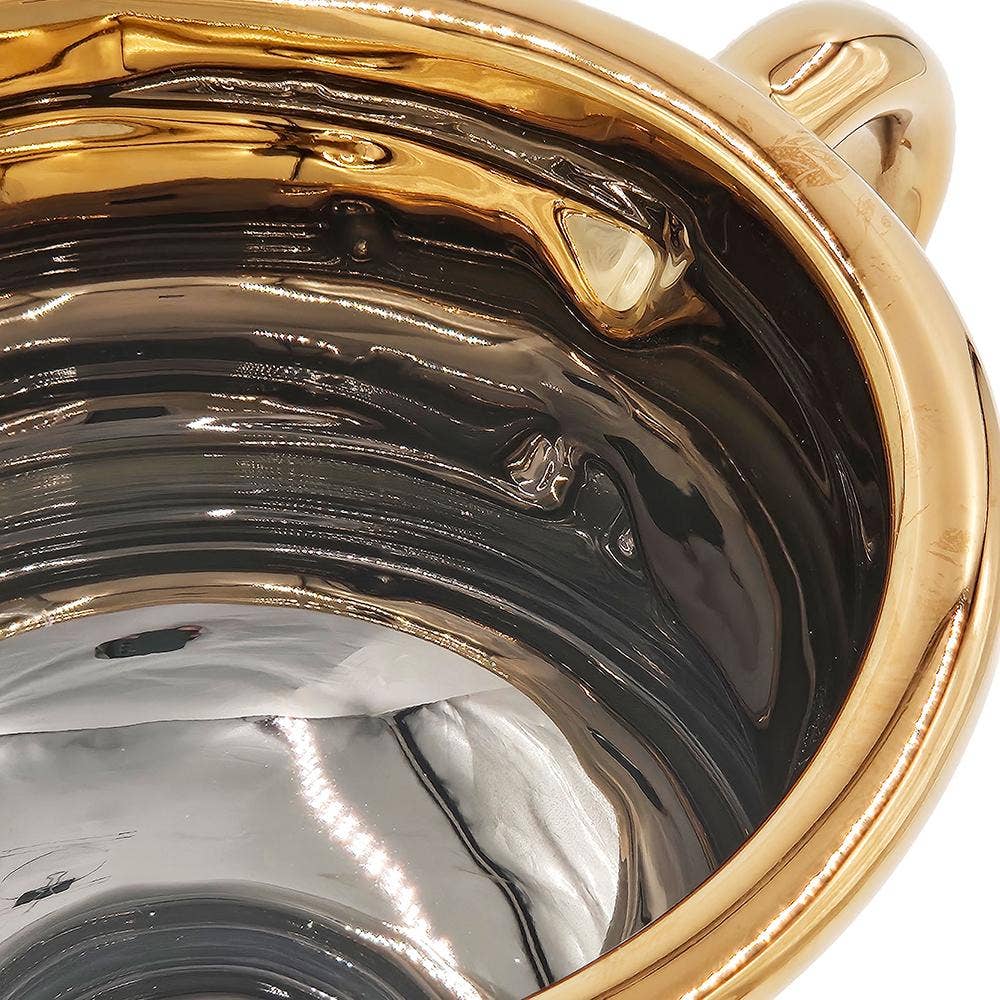 A&B Home Group Inc. - Wholesale Vase - 8.5x6x6" White Ceramic Flower Vase with Gold Electroplating4