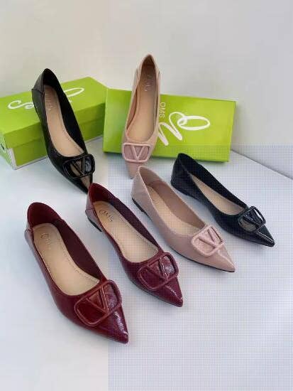 Whisper Mint - Wholesale Flats – Women’s - Pointed Toe Flats Low Heel Commuter Shoes with V-Buckle 3