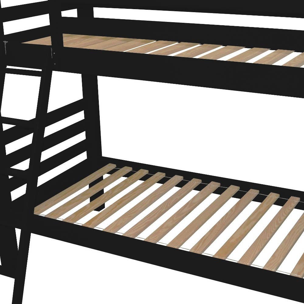 HomeRoots – wholesale Bed – Black Twin Over Twin Solid Wood Bunk Bed3