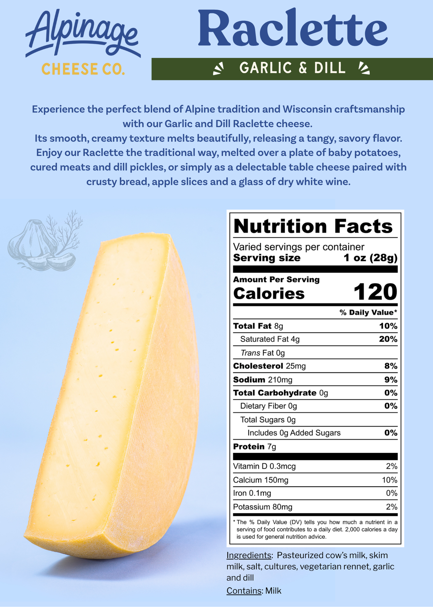 Alpinage Cheese Co. - Wholesale Cheese - Raclette Cheese - 5 Pounds Cut (Half Wheel)4